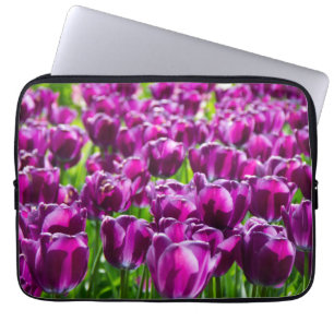 Housse Pour Ordinateur Portable Grand champ de tulipes pourpres
