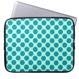 Housse Pour Ordinateur Portable Grands points rétro - aqua et turquoise