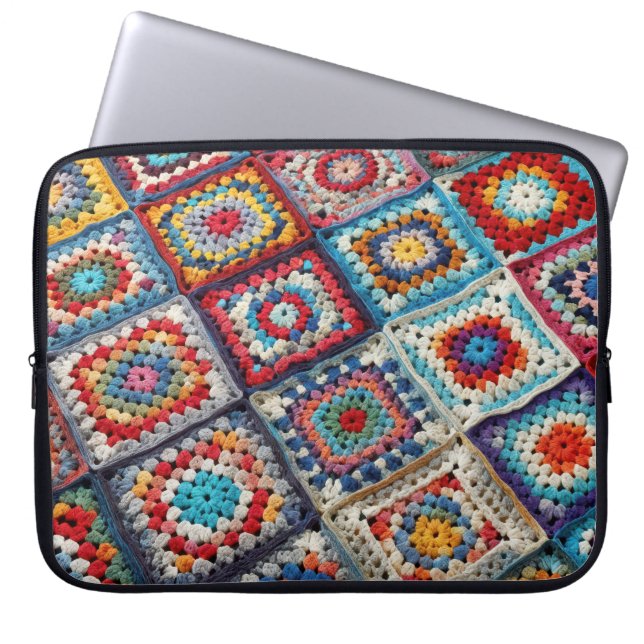 Housse Pour Ordinateur Portable Granny Carré Crocheted Quilt (Devant)