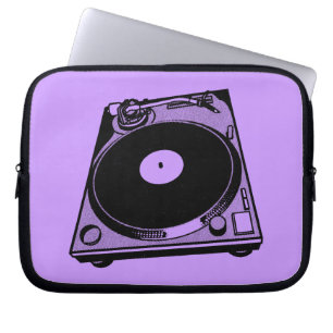Housse Pour Ordinateur Portable Graphique de Tourne-disque rétro en noir