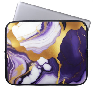 Housse Pour Ordinateur Portable Gras Trendy violet jaune or faux marbre