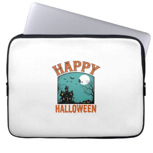 Housse Pour Ordinateur Portable Gravure Vintage Joyeux Halloween Maison Hantée Dé