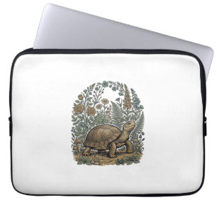 Housse Pour Ordinateur Portable Gravure vintage tortue jardin botanique