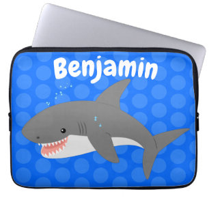 Housse Pour Ordinateur Portable Great white shark happy cartoon illustration