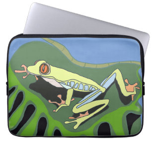 Housse Pour Ordinateur Portable Grenouille arboricole sur une feuille