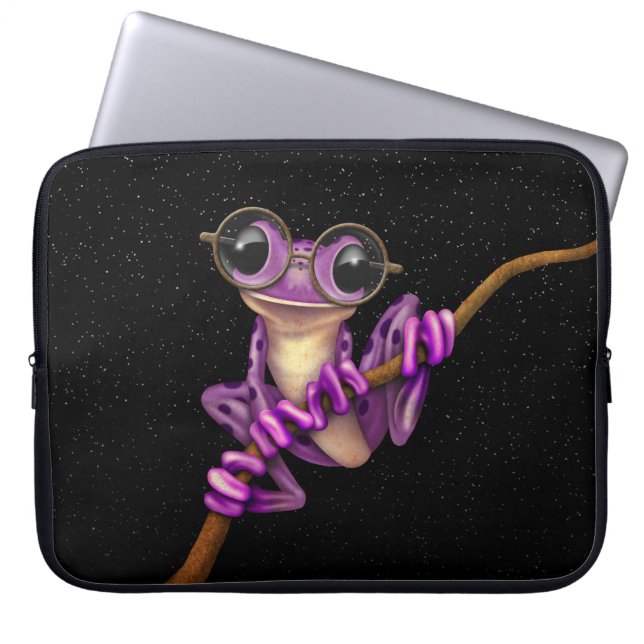 Housse Pour Ordinateur Portable Grenouille d'arbre pourpre mignonne avec des (Devant)