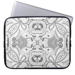 Housse Pour Ordinateur Portable Griffonnage de carré de fleur