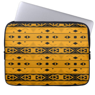 Housse Pour Ordinateur Portable Grilles et formes géométriques jaune noir