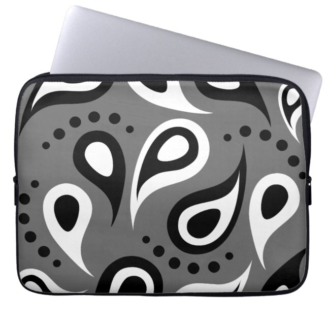 Housse Pour Ordinateur Portable Gris noir et blanc personnalisé (Devant)