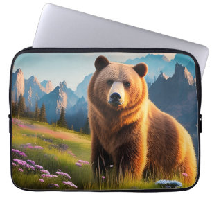 Housse Pour Ordinateur Portable Grizzly Bear à flanc de montagne