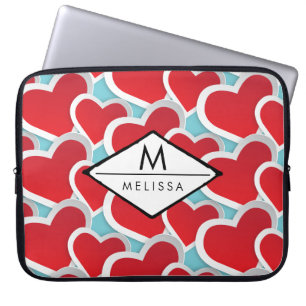 Housse Pour Ordinateur Portable Gros Coeurs rouges Répéter Motif mou