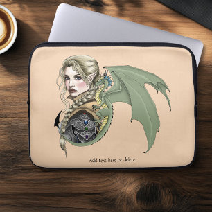 Housse Pour Ordinateur Portable Guerrière Elfe Dragon Fantastique Magique Médiéval