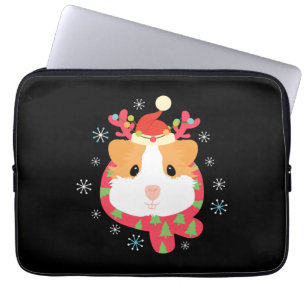 Housse Pour Ordinateur Portable Guinée Cochon renne de Noël