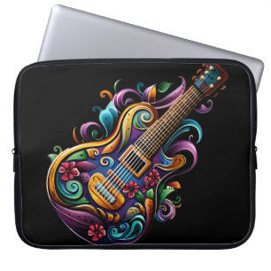HOUSSE POUR ORDINATEUR PORTABLE GUITARRE THÉMATIQUEMENT MARDI GRAS DE COULEURS VIV