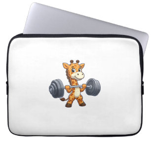 Housse Pour Ordinateur Portable Gymnase Giraffe Cartoon Poids Lifting Fitness