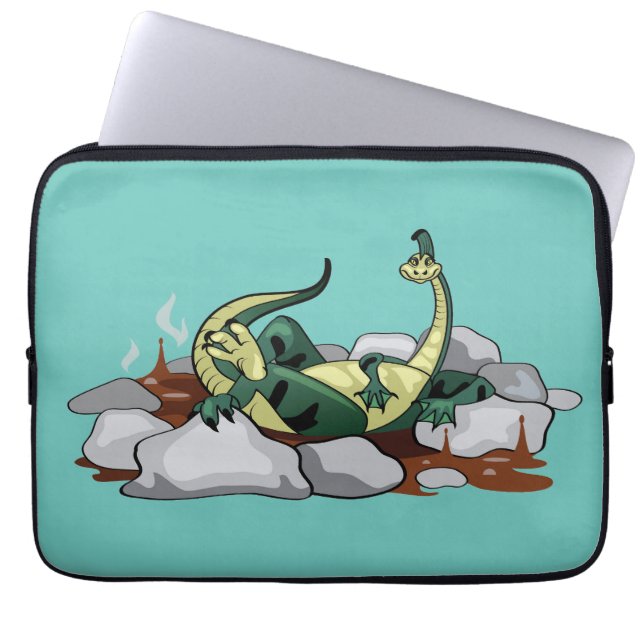 Housse Pour Ordinateur Portable Hadrosaurus Se Détendre Dans Un Jacuzzi. (Devant)