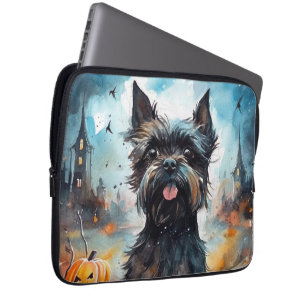 Housse Pour Ordinateur Portable Halloween Affenpinscher avec la peur Citrouille