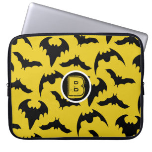 Housse Pour Ordinateur Portable Halloween des chauves-souris jaunes et noires