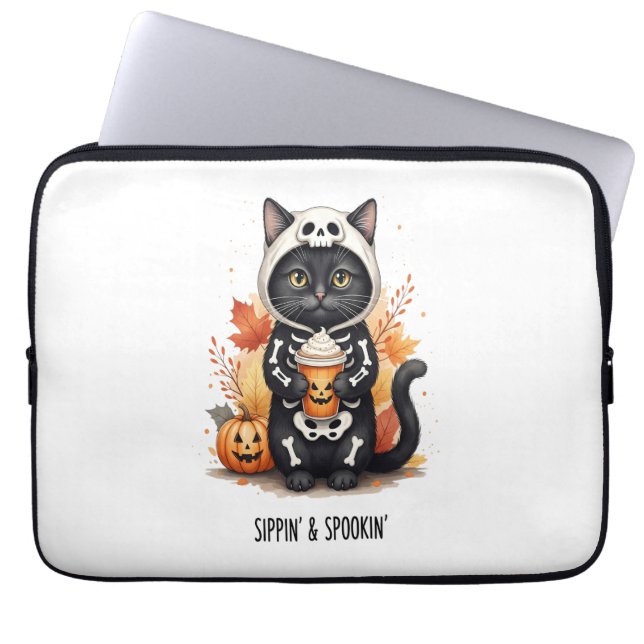 Housse Pour Ordinateur Portable Halloween éffrayant Cute Cat (Devant)