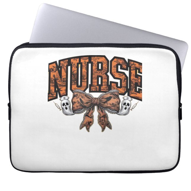 Housse Pour Ordinateur Portable Halloween Infirmière Coquette Bow Classique Éffray (Devant)