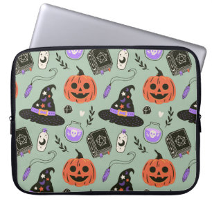 Housse Pour Ordinateur Portable Halloween sans couture motif avec casquette sorciè