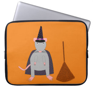 Housse Pour Ordinateur Portable Halloween sorcière rat et chambre