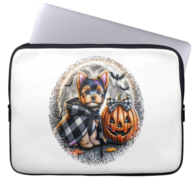 Housse Pour Ordinateur Portable Halloween Yorkie Dog (Devant)