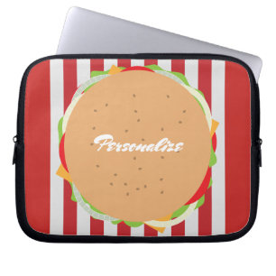Housse Pour Ordinateur Portable Hamburger cheeseburger mignon café rouge blanc ray