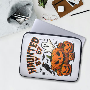Housse Pour Ordinateur Portable Hanté par 67 Drôle de Fantôme et Citrouille Hallow
