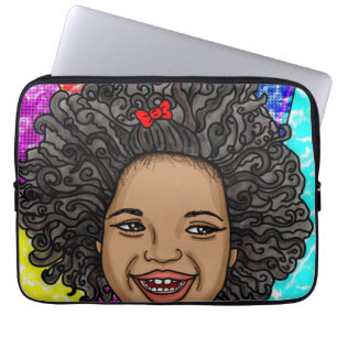 Housse Pour Ordinateur Portable Happy Curls Pop Art Laughl Girl
