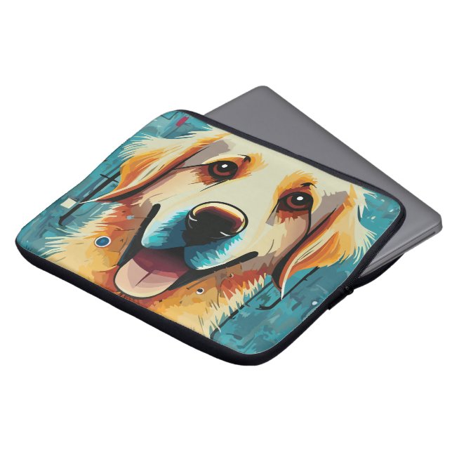 Housse Pour Ordinateur Portable Happy Golden Retriever (Devant haut)