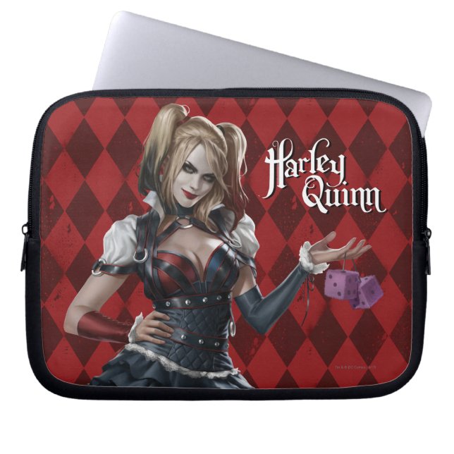 Housse Pour Ordinateur Portable Harley Quinn Avec Dice Fuzzy (Devant)