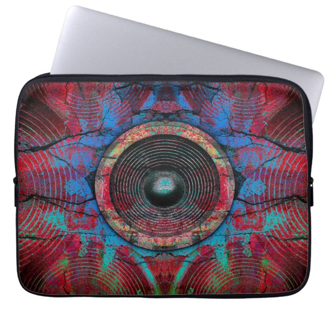 Housse Pour Ordinateur Portable Haut-parleur de musique rouge (Devant)