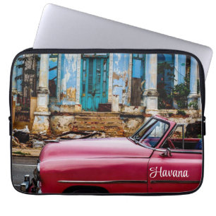 Housse Pour Ordinateur Portable Havana Cuba Voiture rouge Vintage
