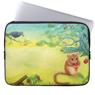 Housse Pour Ordinateur Portable Hazel Dormouse Manger Fraise Sauvage