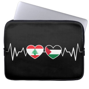 Housse Pour Ordinateur Portable Heartbeat Lebanon Palestine Unity drapeaux.