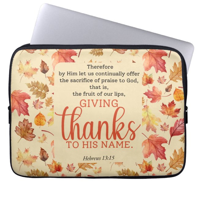 Housse Pour Ordinateur Portable Hébreux 13:15 Thanksgiving Bible Verse Automne aut (Devant)