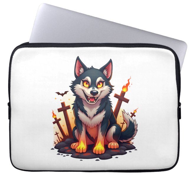 Housse Pour Ordinateur Portable Hellhound Husky Chien (Devant)
