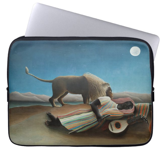 Housse Pour Ordinateur Portable Henri Rousseau Dormir Gitan Lion Peinture (Devant)