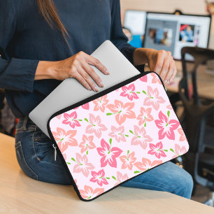 Housse Pour Ordinateur Portable Hibiscus Rose, Fleurs Roses, Motif De Fleurs