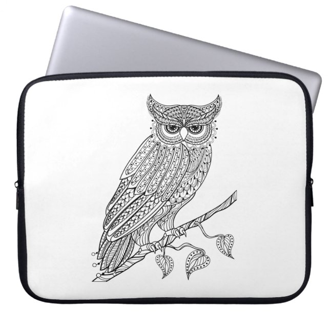 Housse Pour Ordinateur Portable Hibou magique inspiré se reposant sur la branche (Devant)