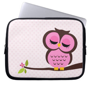Housse Pour Ordinateur Portable Hibou rose mignon