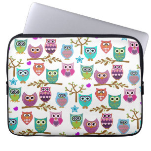 Housse Pour Ordinateur Portable hiboux heureux