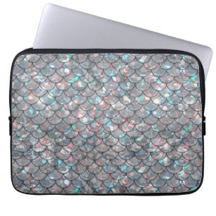 Housse Pour Ordinateur Portable Holographie des échelles de poissons de sirène gri