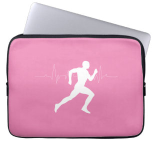 Housse Pour Ordinateur Portable Homme coureurs Silhouette sur Arrière - plan rose