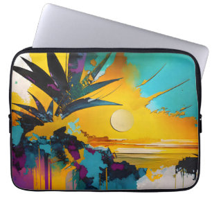 Housse Pour Ordinateur Portable Horizon Doré – Coucher de Soleil Tropical Abstrait