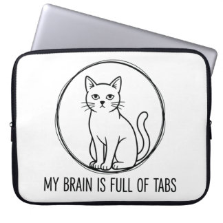 Housse Pour Ordinateur Portable Housse d'ordinateur portable Chat - Cerveau plein