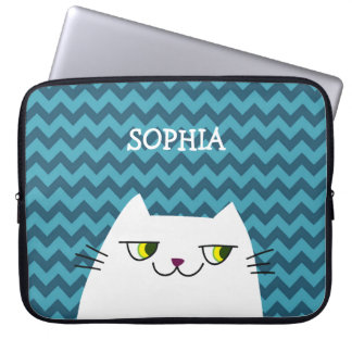 Housse Pour Ordinateur Portable Housse d'ordinateur portable Chat Monogramme Bleu