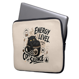 Housse Pour Ordinateur Portable Housse d'ordinateur portable introverti Chat Noir