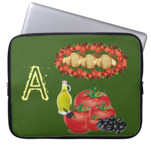 Housse Pour Ordinateur Portable Huile d'olive, Oliviers, Pain, Tomate
